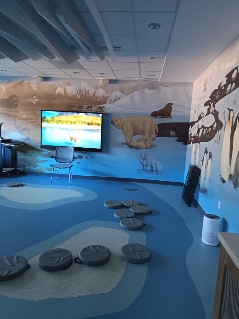 Spatiu amenajat in interior pentru animalele de la Helen Woodward Animal Center